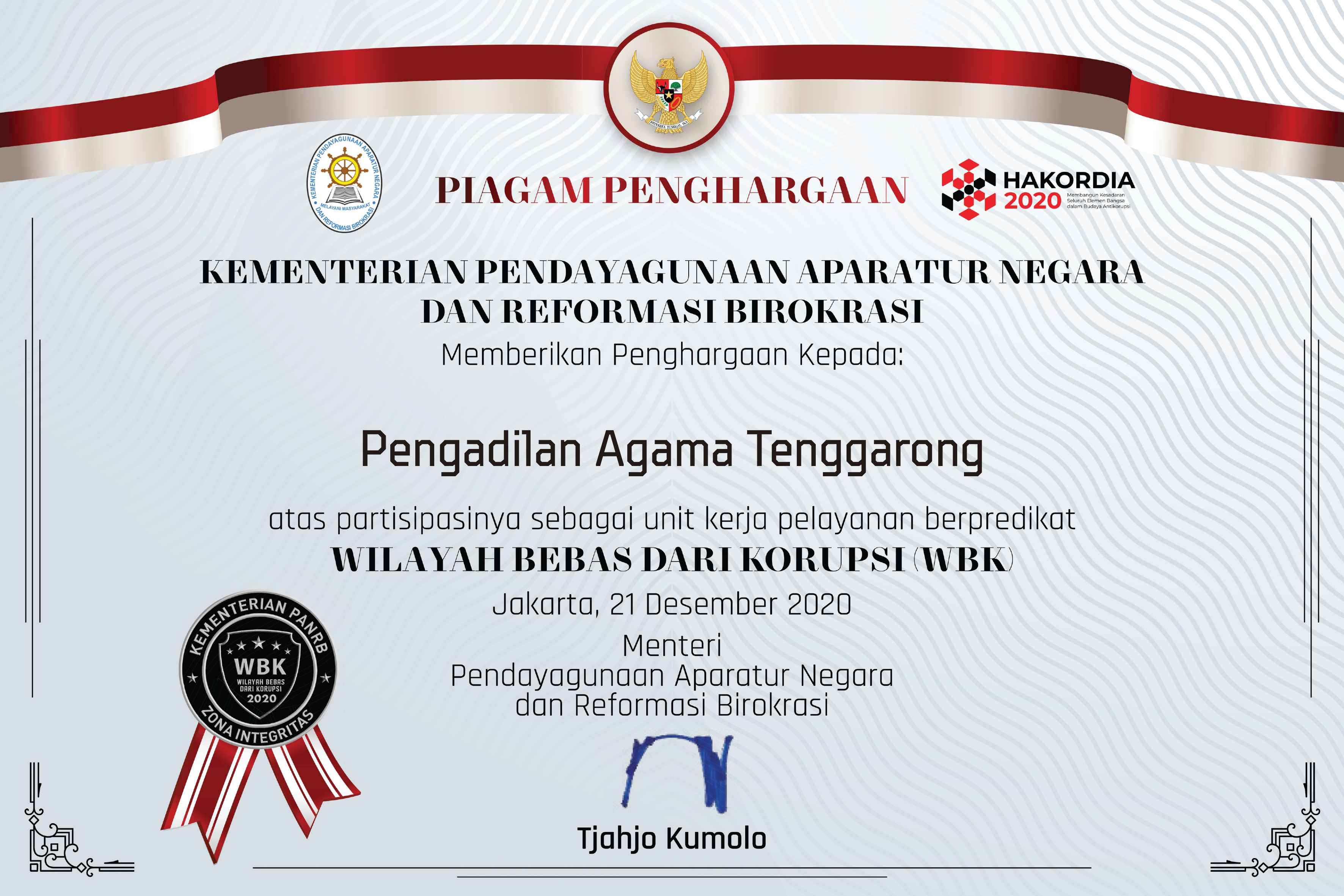 PENGHARGAAN WBK
